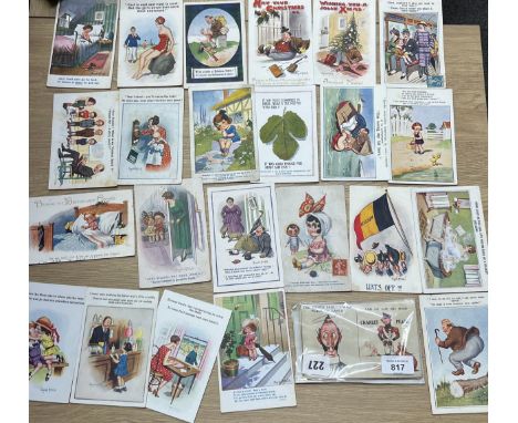 A Collection of antique/ vintage postcards to include WWI Propaganda and comical postcards 