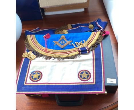 Masonic apron, sash, case and paperwork 