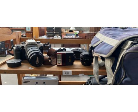Canon EOS 50E Camera, lenses and travel bag. 