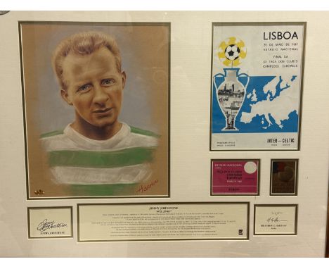 Jimmy Johnstone limited edition print '' Wee Jinky' taken from original Heather Hardman together with print of European cup t