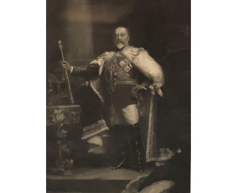 Luke Flides engraving full length portrait of Edward VII in full regalia, entitled 'In remembrance' of your vigil, May 17th -