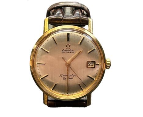 1960's Omega Seamaster deville wristwatch with 18ct gold case. Automatic movement, currently ticking & keeping good time over