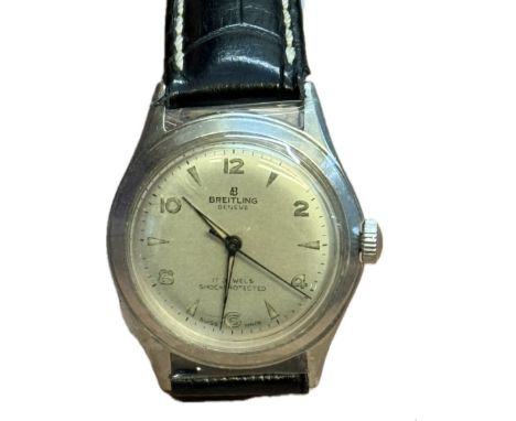 Vintage Breitling geneve wristwatch. 33mm case including crown, manual wind movement. Keeping very good time over a short tes