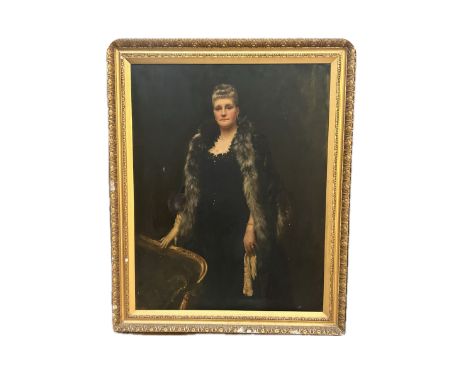 Oil on canvas Archibald James Stuart Wortley (British 1849-1905) portrait of a lady in evening dress, possibly lady Leverhulm