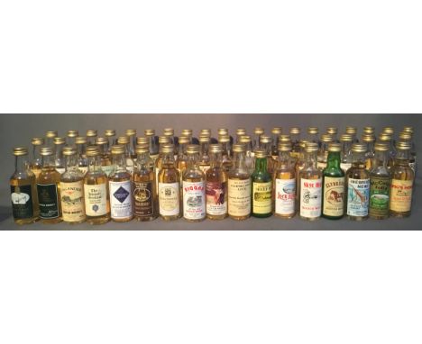Forty-eight blended Scotch whisky miniatures to include ISLAY MIST 17 year old, PLOCKTON MIST, STEAMBOATS, CHRISTMAS NEWT, BE