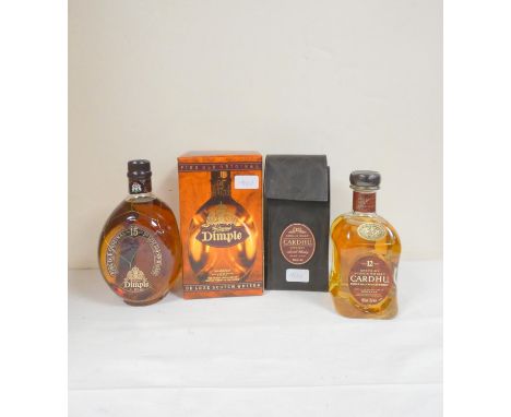 The Original Dimple 15 years old De Luxe scotch whisky, 1 Litre, 43% vol, boxed, with Cardhu 12 years old single malt scotch 