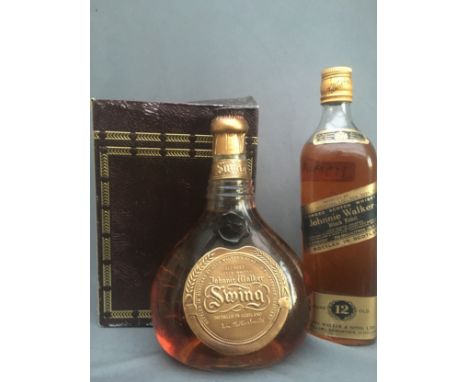 JOHNNIE WALKER Swing blended Scotch whisky, no abv. or vol. stated, boxed and JOHNNIE WALKER Black Label 12 year old blended 
