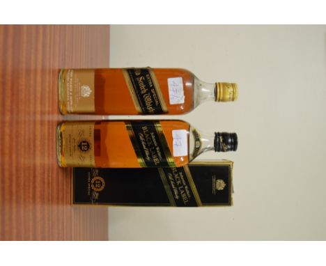 Johnnie Walker Black Label extra special old scotch whisky, old bottling, no ABV, with Johnnie Walker black label 12 years ol