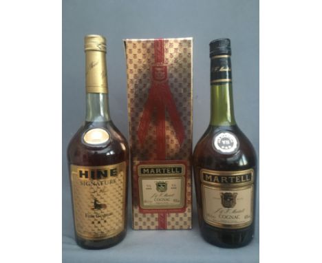 HINE Signature fine cognac brandy 40% abv. 68cl&nbsp; and MARTELL cognac brandy 40% abv. 68cl, boxed. (2)
