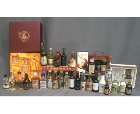 Whisky and other miniatures and gift sets to include Burns Crystal decanter and glasses boxed, GLENGOYNE 15 year old Highland