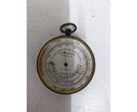 An M Aronsberg & Co, Liverpool, compensated barometer, in a gilt metal case with supervision ringLocation:If there is no cond