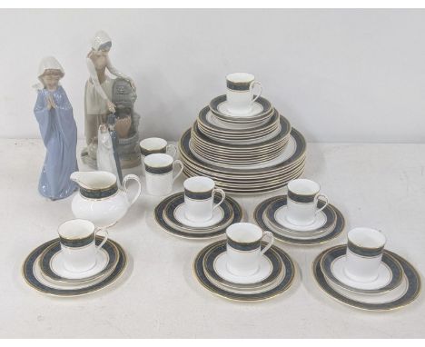 Mixed ceramics to include a Royal Doulton Biltmore pattern part dinner/tea service, together with three Lladro Nao figuresLoc
