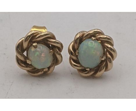 A pair of yellow metal and opal earrings, tested as 9ct goldLocation:If there is no condition report shown, please request