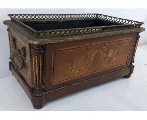 A 19th century French planter A/F having two handles, raised gallery top and marquetry inlay, 20.5h x 40wLocation:If there is