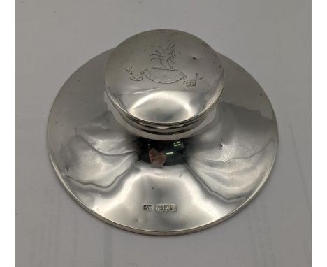 A Mappin and Webb silver inkwell marked London 1904 with engraved lidLocationIf there is no condition report shown, please re