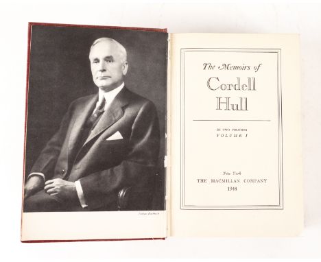 HULL, Cordell (1871-1955). The Memoirs, New York, 1948, 2 vols., large 8vo, original non-uniform buckram. Mixed editions. IMP