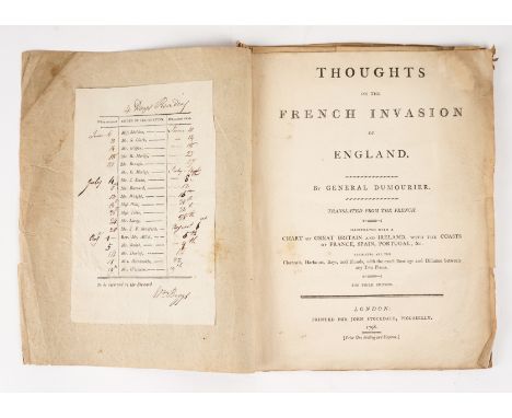 DUMOURIEZ, Charles François du Périer (1739-1823). Thoughts on the French Invasion of England ... Translated from the French 