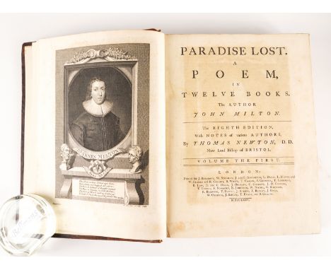 MILTON, John (1608-74). Paradise Lost ... The Eighth Edition [Third vol:] Paradise Regained [etc], London, 1775-77, 3 volumes