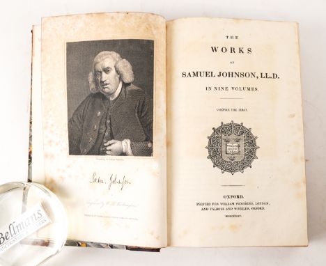 JOHNSON, Samuel (1709-84). The Works, London, 1825, 11 volumes, 8vo, engraved portrait frontispiece in vol. one, attractively