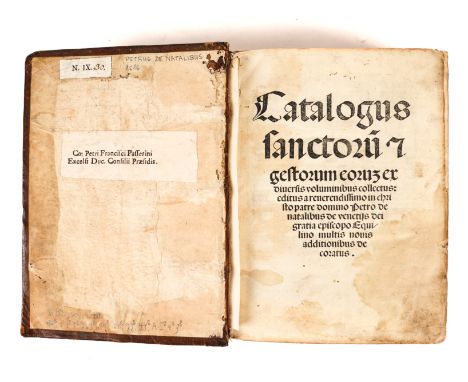 PETRUS DE NATALIBUS (1370-1400). Catalogus sanctorum, Venice, 1516, small 4to, woodcut illustrations and initials (staining, 