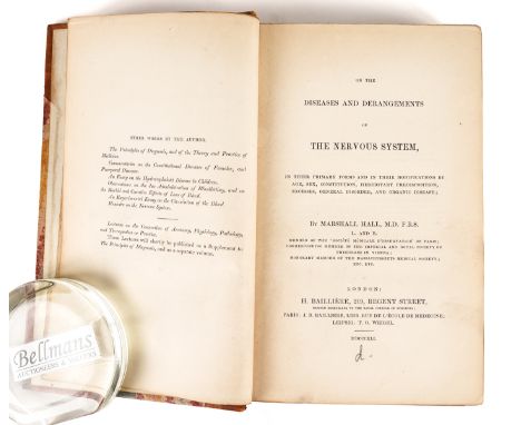 HALL, Marshall (1790-1857). On The Diseases and Derangements of the Nervous System, London, 1841, 8vo, 8 engraved plates, lat