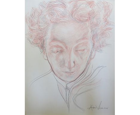 Andrew Vicari - Edith EvansDESCRIPTION: Sketch; Signed Andrew Vicari 2006 (lower right); Sanguine et crayon noir sur papier (