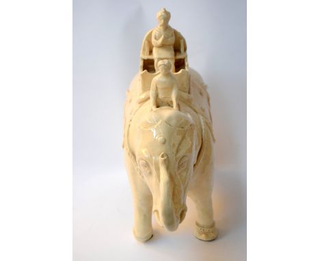 A white ceramic figure of elephant, 32cmH