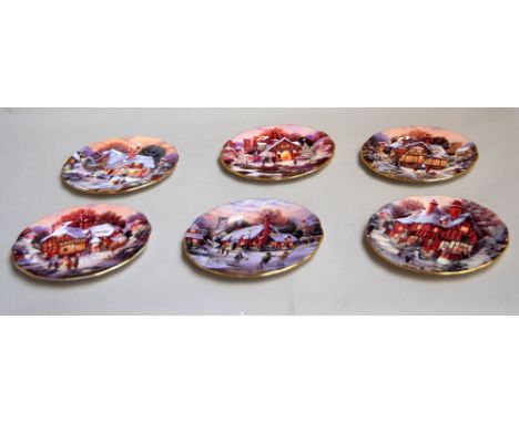 Six Royal Doulton Christmas Plates including 'The Magic Window', 'Special Delivery', 'The Village Fair', 'The Frozen Pond', '