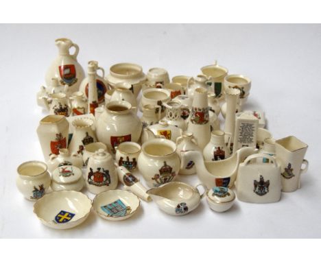 A large collection of WH Goss crested china, pre-1930, mostly souvenir models of archaeological finds