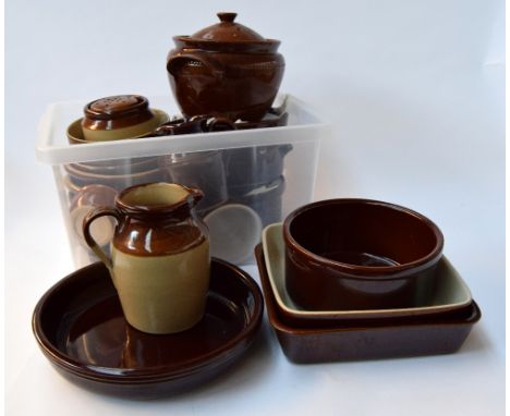 A set of Pearsons of Chesterfield ceramic oven dishes and bowls (in two boxes) including 4 ramekins, 3 egg cups, 2 square ove