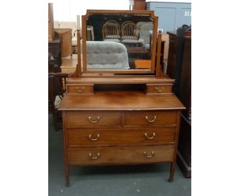 A dressing table with four drawers, two short over two long, with a dressing mirror with two drawers, 48 x 102 x 83cmH