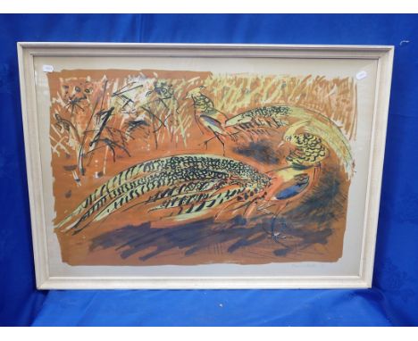 DAVID KOSTER: PHEASANTS lithograph, signed and dated 1961 