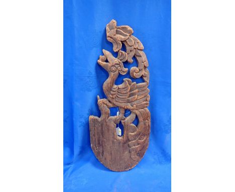 A MALAYSIAN STYLE CARVED WOODEN WALL PANEL 