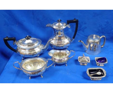 A SILVER PLATED TEA SERVICE together with other silver plated items 