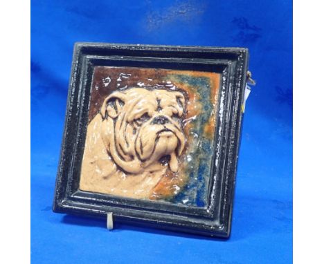 A CERAMIC TILE 'THE BULLDOG CLUB (INC.)' 'Presented by E.RODDY to commemorate JUBILEE YEAR 1935' 15.5 x 15.5cm '