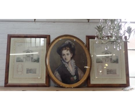 L K SHELDON, PORTRAIT OF A YOUNG WOMAN watercolour, signed with monogram and dated 1893, 65 x 77cm, with two modern architect