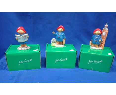 THREE BOXED BESWICK PADDINGTON BEAR FIGURES Paddington and Big Ben, Paddington and Milestone, Paddington and Tube Map