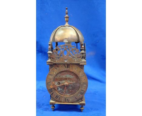 A BRASS LANTERN CLOCK 'THOMAS PARKER, ST ANN'S LANE NEERE ALDERSGATE' fitted with a Victorian fusee movement (old holes for e