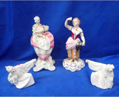 A PAIR OF VICTORIAN ROYAL WORCESTER BLANC DE CHINE 'CHINAMAN' MENU HOLDERS (2) together with Royal Worcester 'Amaryllis' and 