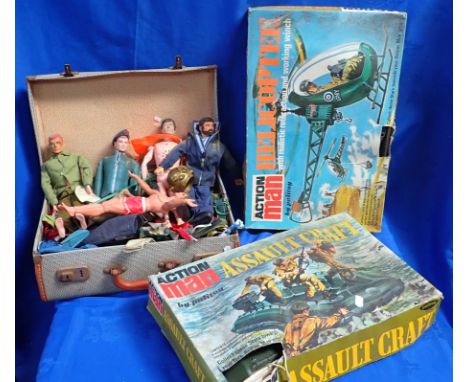 A BOXED ACTION MAN 'ASSAULT CRAFT' AND 'HELICOPTER' with a collection of looses outfits and other accessories 