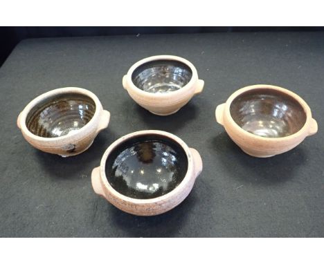 FOUR LEACH POTTERY SOUP BOWLS 