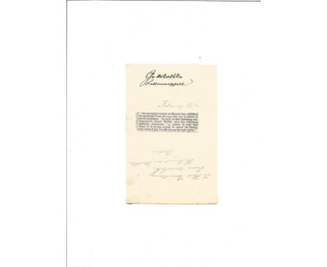 Helmuth von Moltke the Elder 6x4 signed page. Helmuth Karl Bernhard Graf von Moltke ( 26 October 1800 - 24 April 1891) was a 