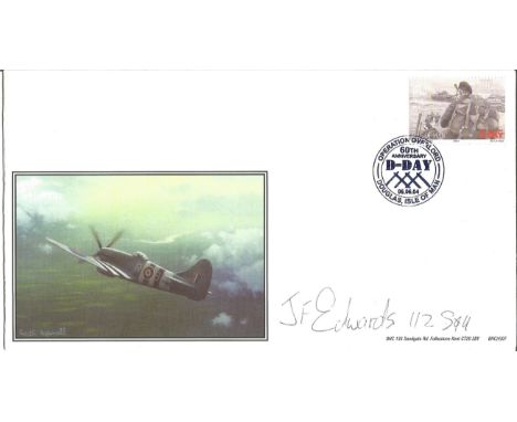 Wg Cdr James Edwards DFC DFM signed Typhoon RAF FDC. Edwards was an ace pilot who flew with 112, 417 and 274 Squadrons, on D-