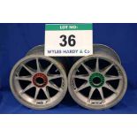 Two OZ 2014 F1 Front Wheel Rims, fitted Captive Wheel Nuts & Tyre Pressure Monitoring