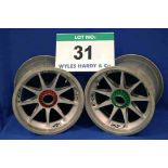 Two OZ 2014 F1 Front Wheel Rims, fitted Captive Wheel Nuts & Tyre Pressure Monitoring
