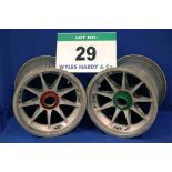 Two OZ 2014 F1 Front Wheel Rims, fitted Captive Wheel Nuts & Tyre Pressure Monitoring