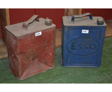 Two vintage petrol cans - Shell and Esso