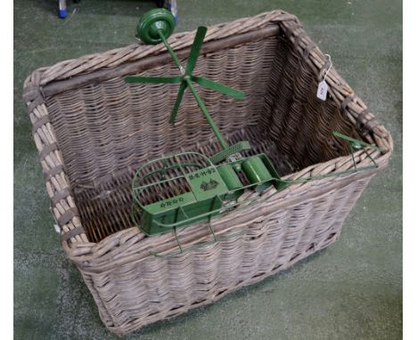 A large wicker log basket. 50cm high x 75cm wide x 55cm deep; a novelty ceiling light as a helicopter (2)