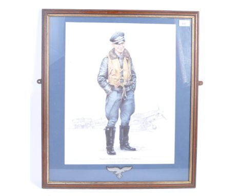 Richard Hook - Hauptmann Hermann Friedrich Joppien - Commander Of Luftwaffe Squadron JG51 - an original framed and glazed col