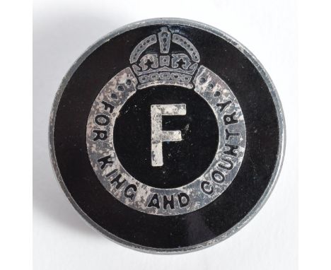 An incredibly rare original 1930's British Union of Fascists BUF Members lapel badge. Black and white enamel badge, with ' Fo